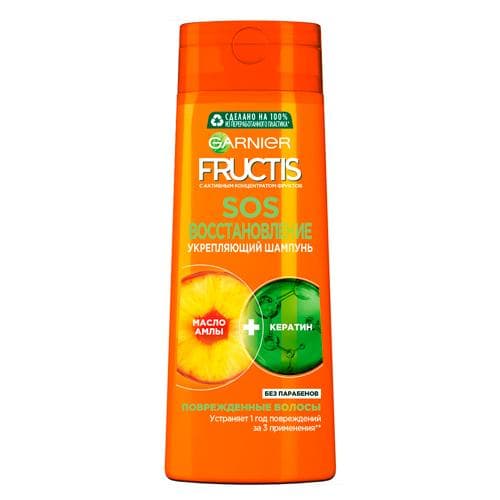 Garnier Fructis mustahkamlovchi shampun, SOS Tiklash, shikastlangan sochlar uchun, 250 ml
