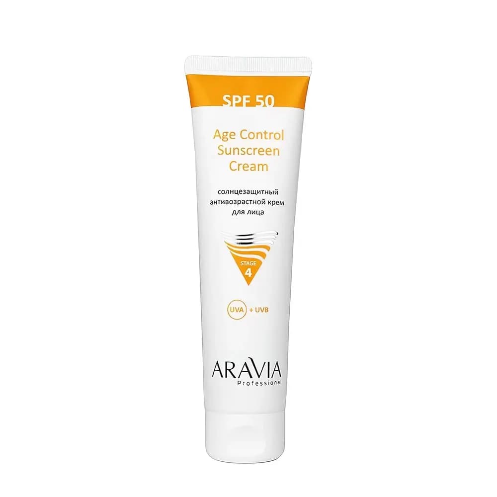 ARAVIA Professional Yuz uchun yoshga qarshi quyoshdan himoya qiluvchi krem Age Control Sunscreen Cream SPF 50, 100 ml