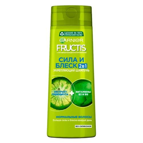 Fructis Shampun Kuch va yaltiroqlik 2in1, mustahkamlovchi, normal sochlar uchun, 400 ml