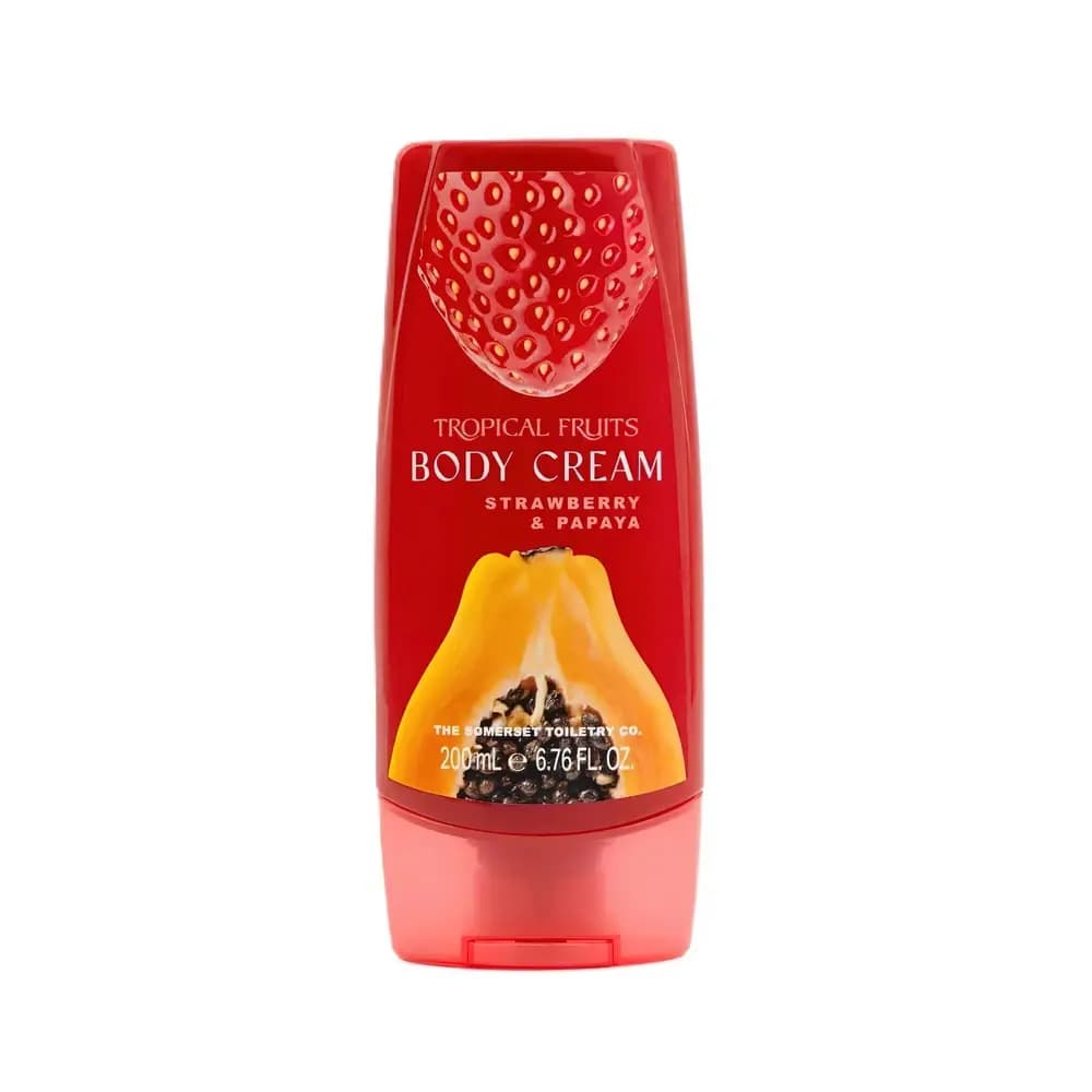 SOMERSET Tropical Fruit Strawberry & Papaya Body Cream 200ml Tottle tropik mevalar qulupnay va papaya bilan tana uchun krem 200 ml