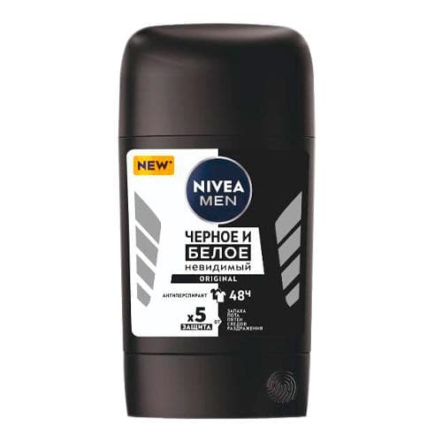 Nivea men Stik-antiperspirant Qora va oq. Ko'rinmas Orginal 50 ml