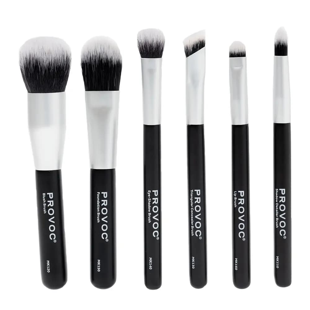 PROVOC Brush Mini Makeup Set 6pcs, makiyoj uchun cho'tkalar to'plami BRMST