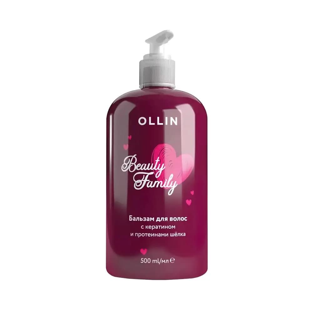 OLLIN BEAUTY FAMILY Keratin va ipak proteinlari bilan soch balzami 500 ml