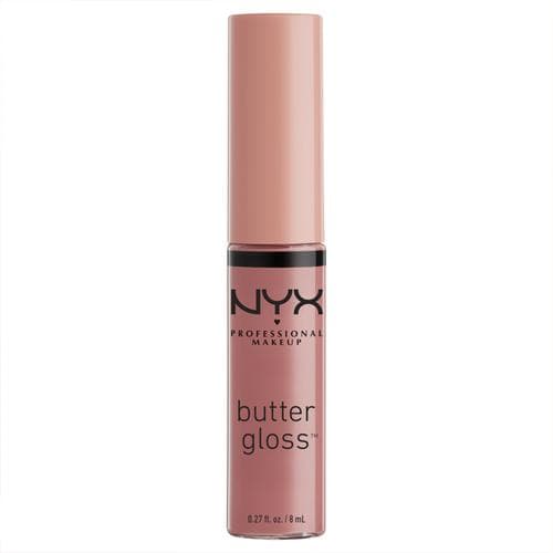 NYX Professional Makeup Namlantiruvchi lab bleski Butter Lip Gloss, 07 Tiramisu, jigarrang-pushti, yaltiroq, 8 ml.