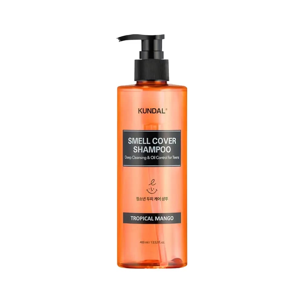 KUNDAL Yog'lanishga qarshi o'smirlar uchun shampun SMELL COVER TEENS SHAMPOO 400ML (KUNDAL) TROPICAL MANGO