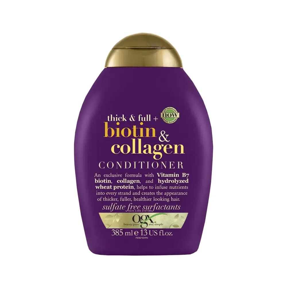 OGX® Biotin va kollagenli, hajmsiz va ingichka sochlar uchun konditsioner 385 ml