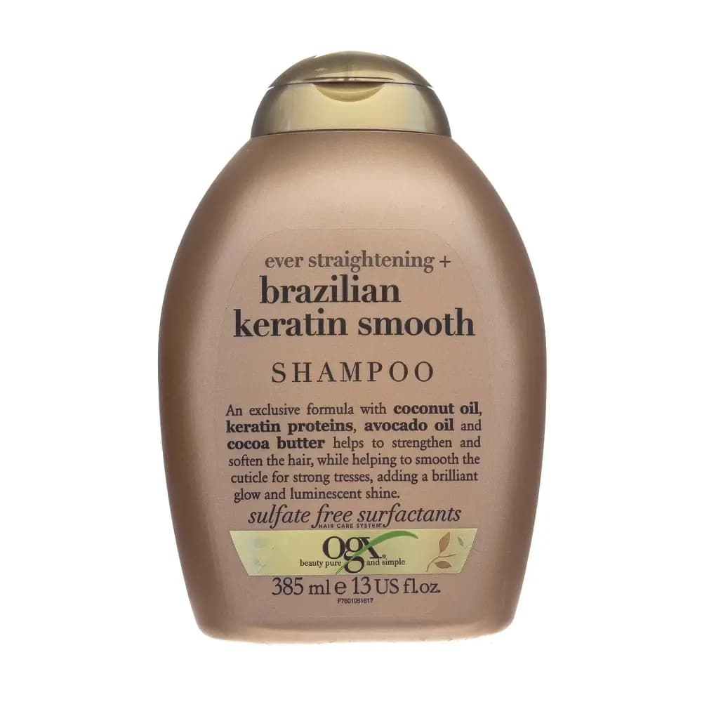 OGX® Sochlarni mustahkamlash uchun silliqlovchi shampun «Braziliya keratini» 385 ml (new)