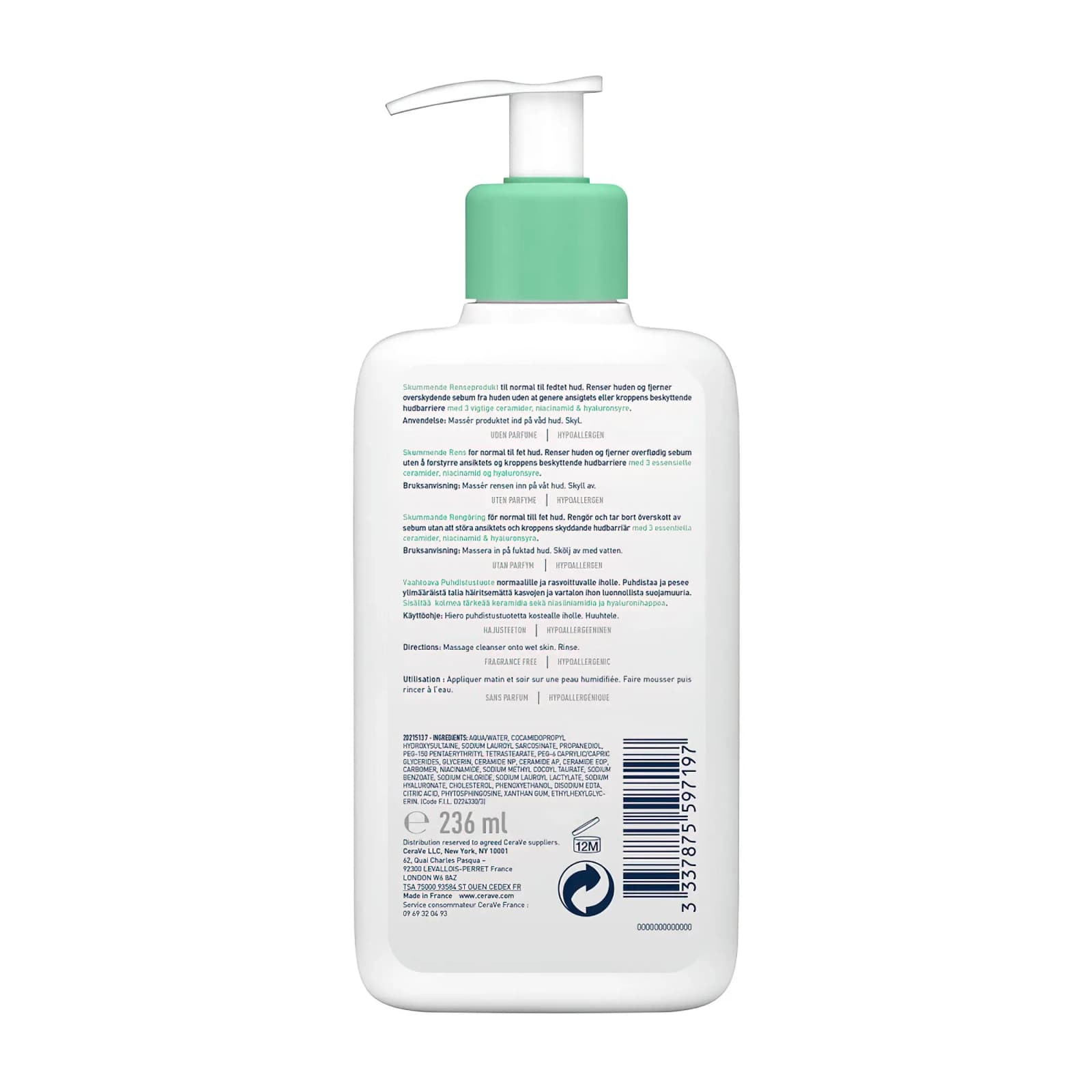 Yuz va badanning normal va yog‘li terisi uchun tozalovchi gel, 236 ml